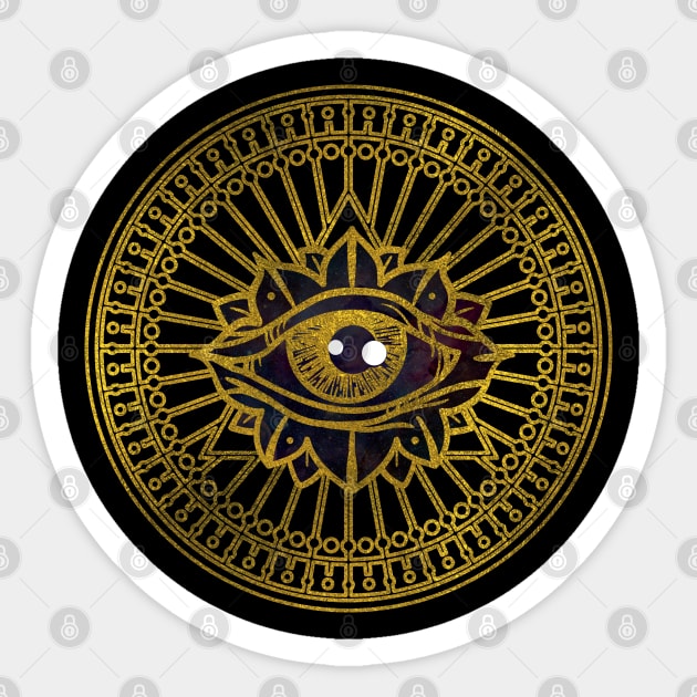 All Seeing Mystic Eye Gold on Nebula Sky Sticker by Nartissima